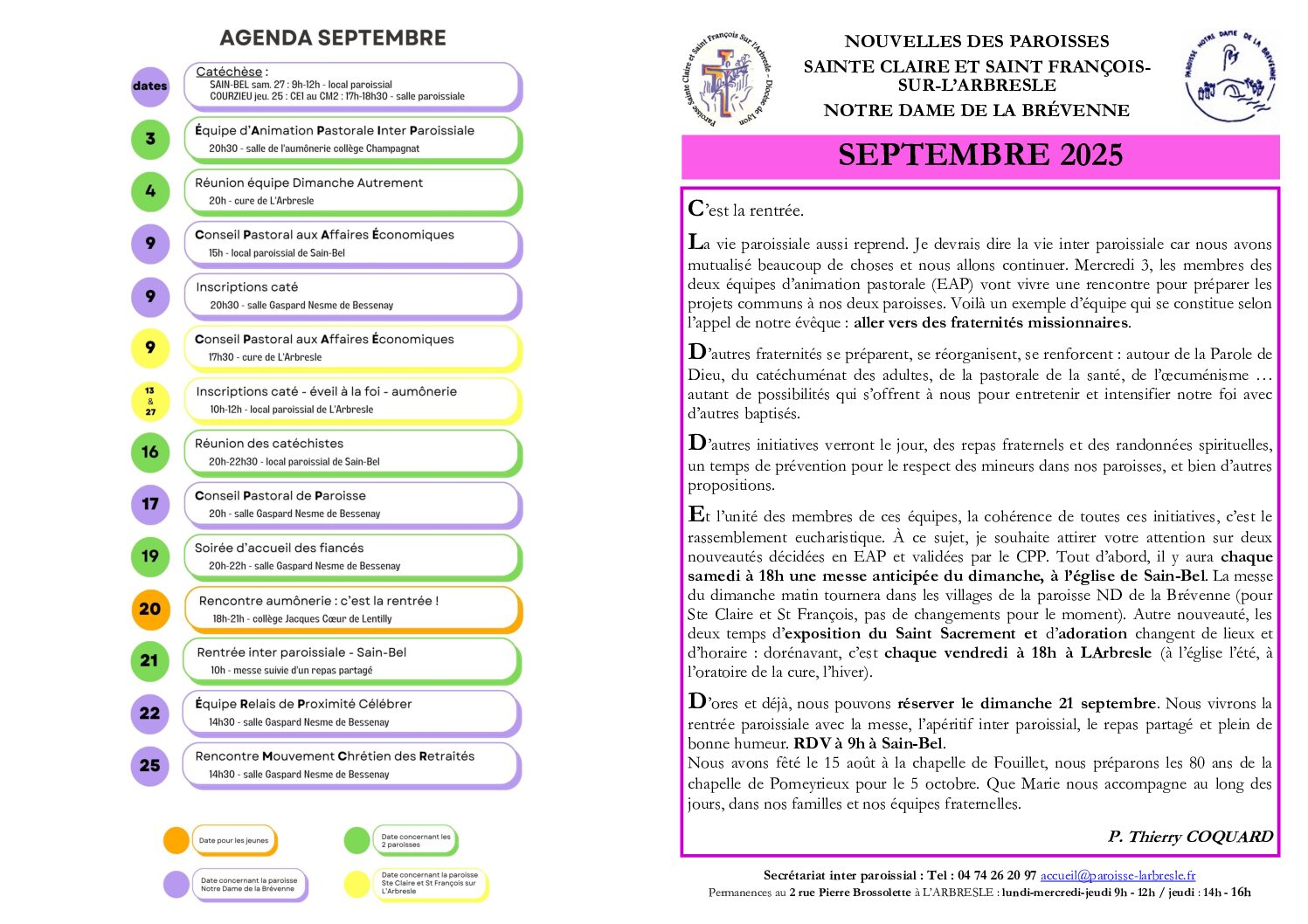 Feuille inter paroissiale – septembre 2025