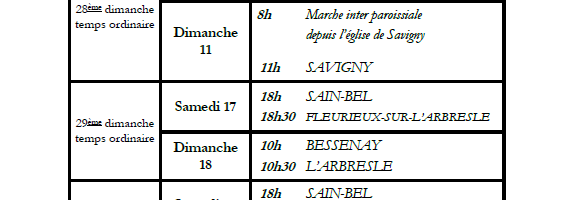 Feuille inter paroissiale – octobre 2026