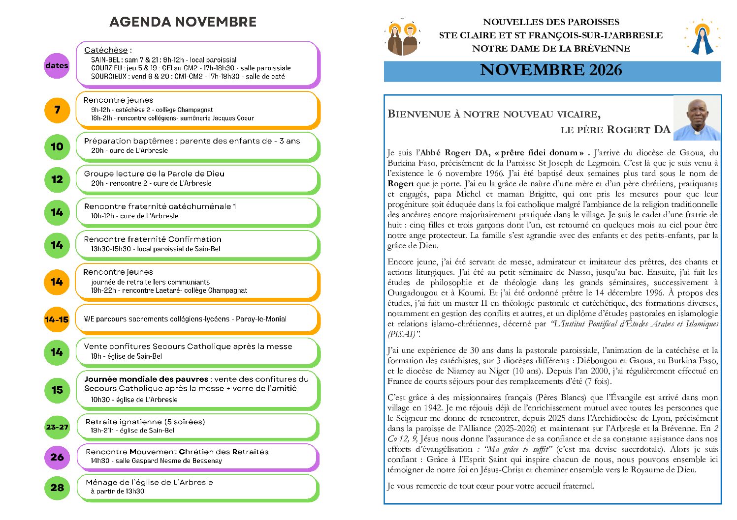 Feuille inter paroissiale – novembre 2026